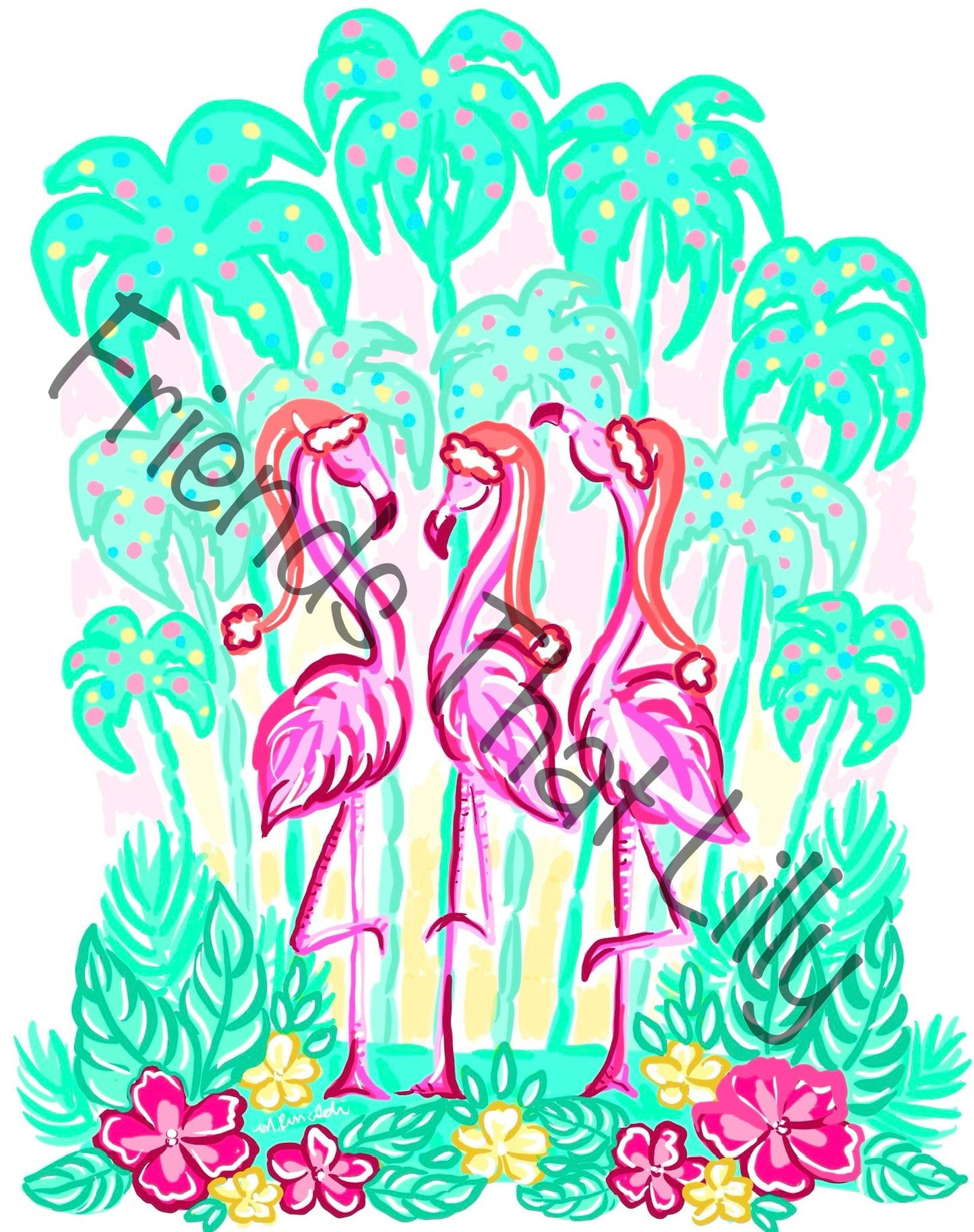 Women's T-Shirts: Holiday Flamingos