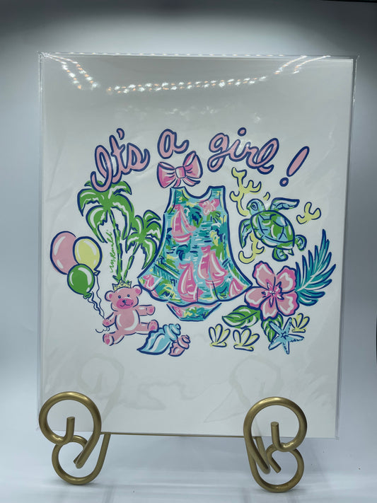 Baby Gender Reveal Illustration Prints