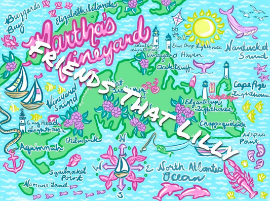 Women's T-Shirts: Martha's Vineyard Map Illustration Design