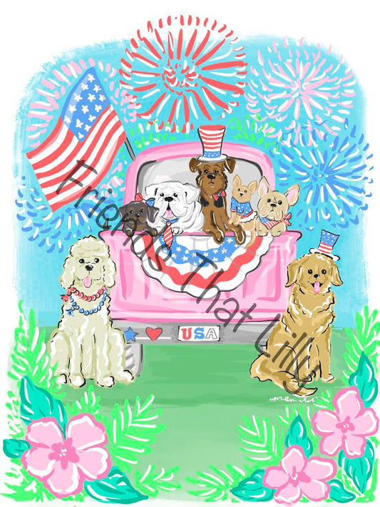 Tumbler: Patriotic Puppy Truck 20oz or 30oz