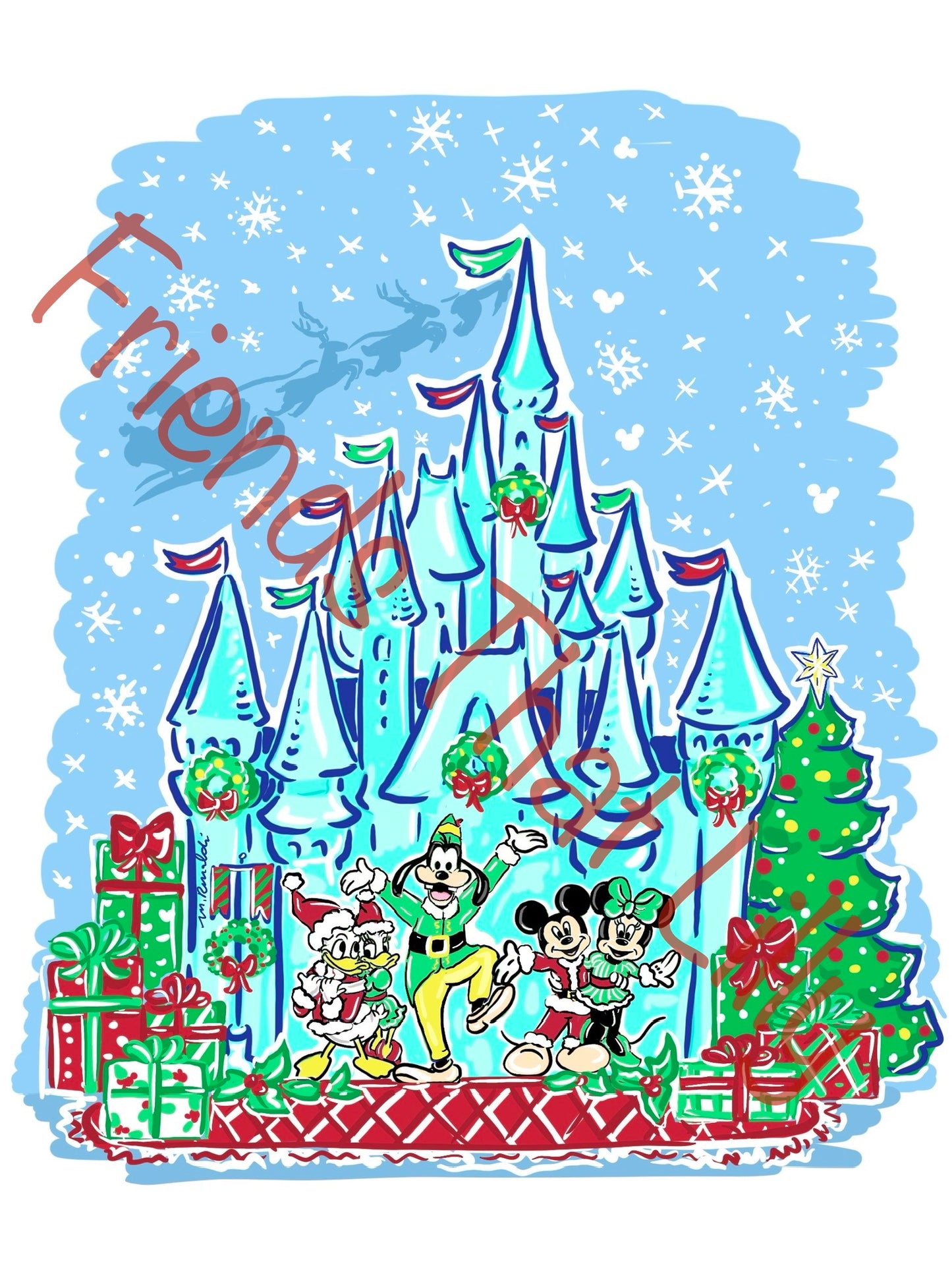 Women's T-Shirts: Winter Holiday Castle Design