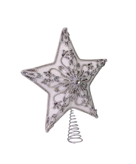 13.5" Un-Lit White and Silver Star Treetop