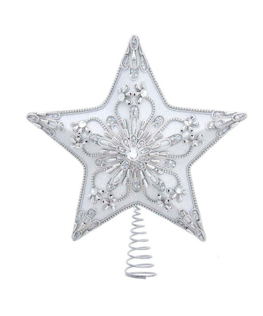 13.5" Un-Lit White and Silver Star Treetop